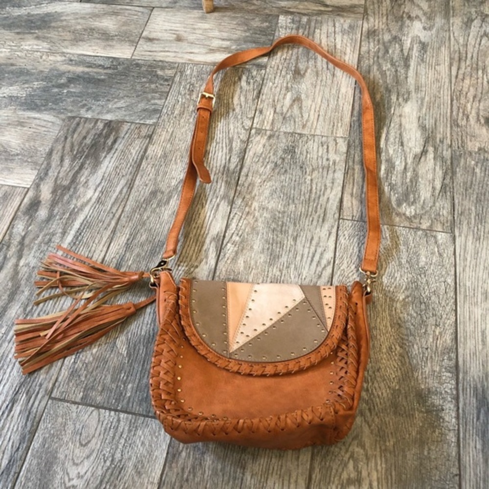 Under one sky faux leather studded detail crossbody purse